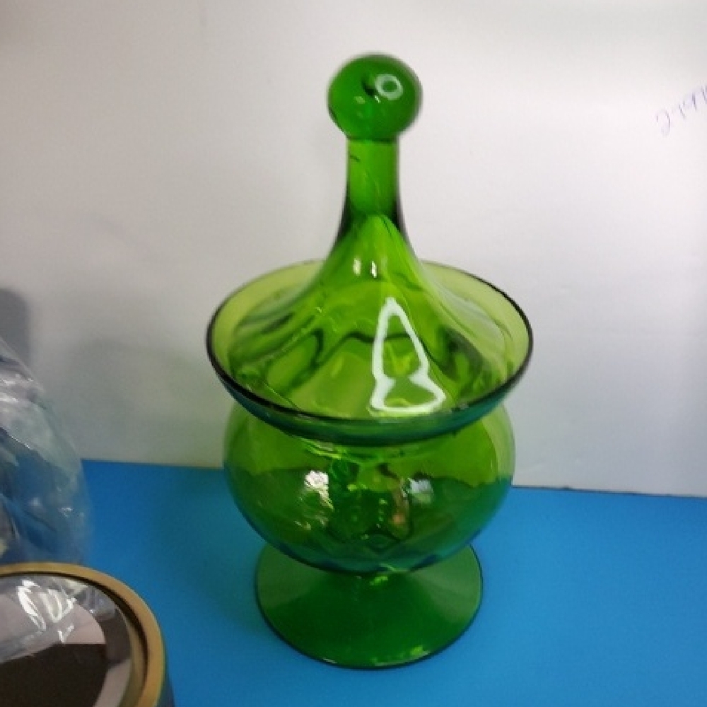 Vintage Green Empoli Apothecary Jar.